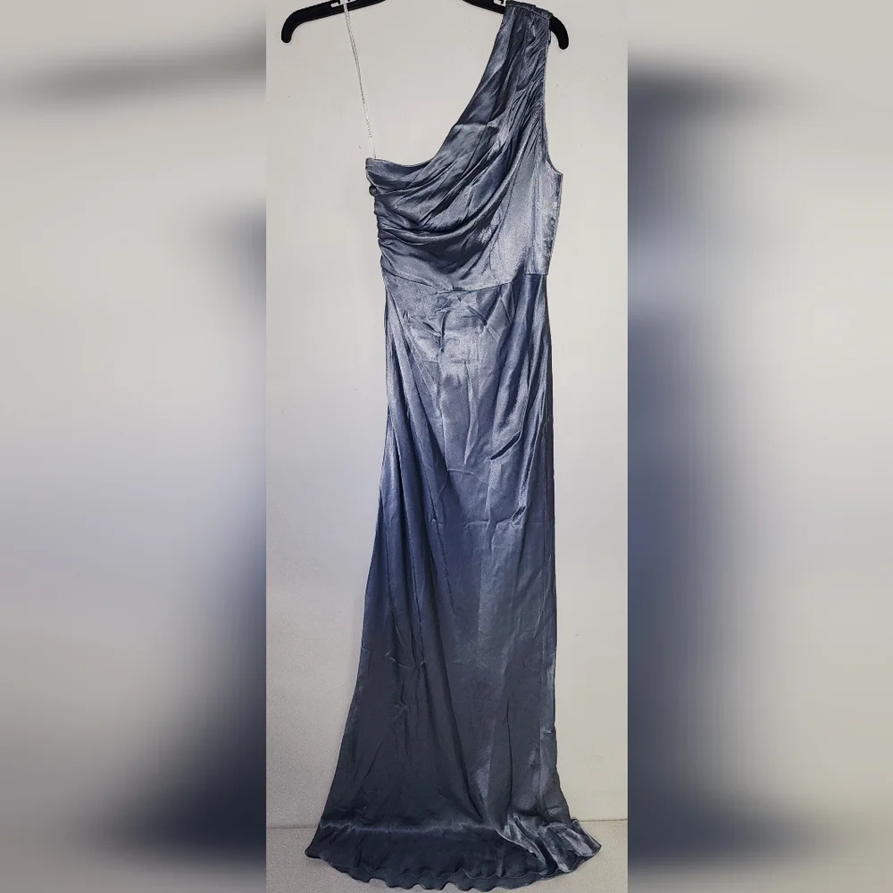 NWT- Shona Joy La Lune Gathered One Shoulder Maxi Dress in Powder Blue Sz 2 - Picture 6 of 14